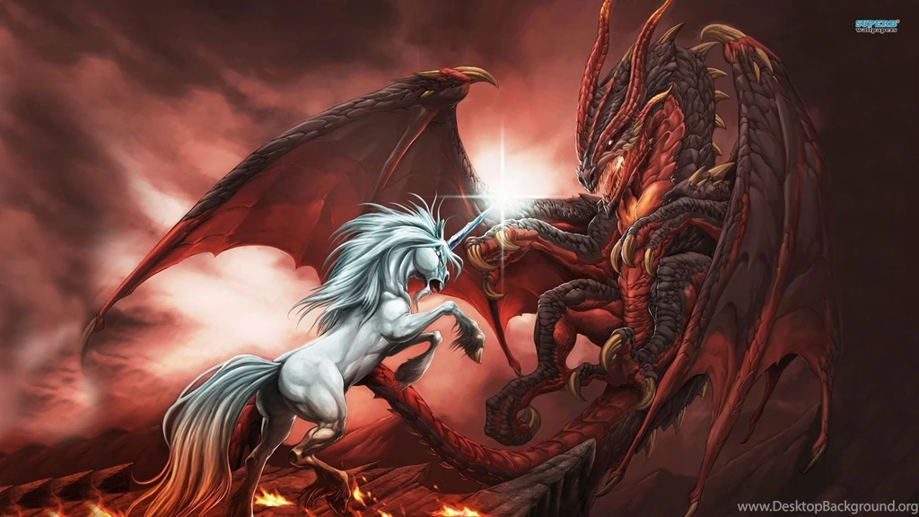Unicorn Vs Dragon Wallpapers Fantasy Wallpapers