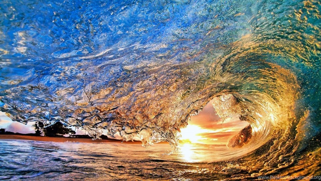 1600x900 Ocean Wave Sunset Wallpapers
