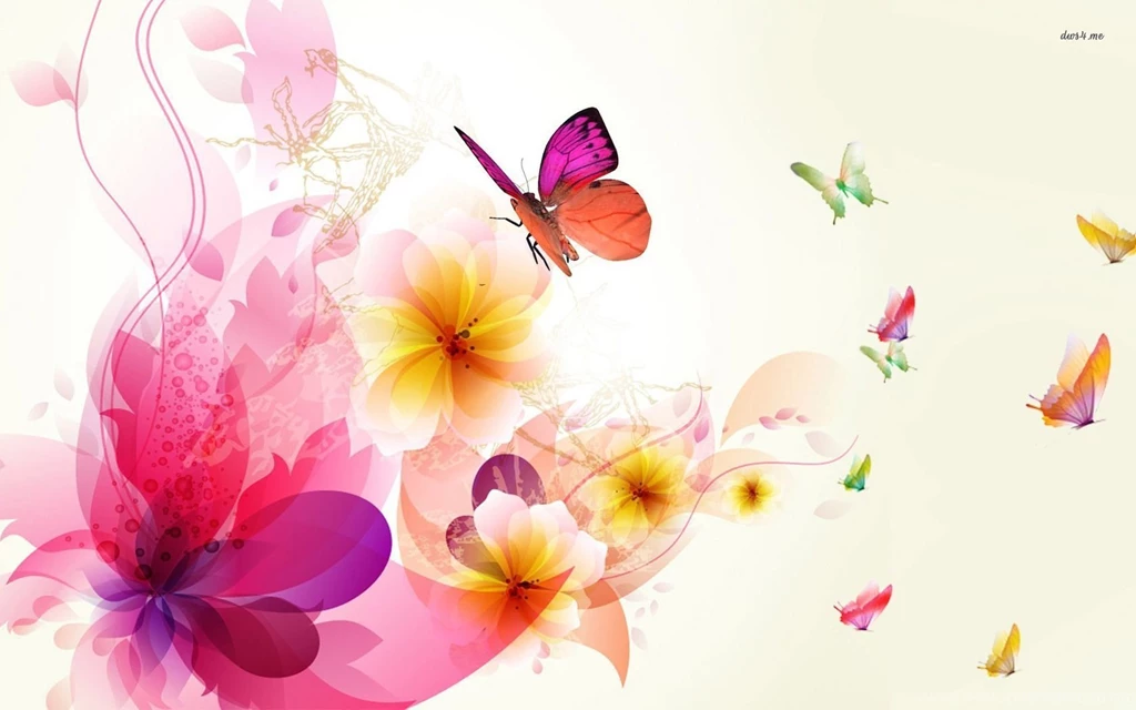 Colorful Butterflies On Flowers Wallpapers Digital Art Wallpapers ...