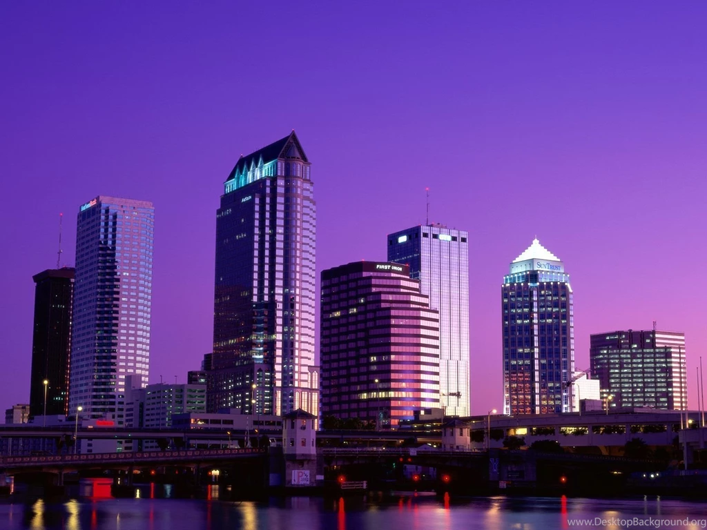 Tampa Buildings By Night, Florida   1600x1200   Wallpapers