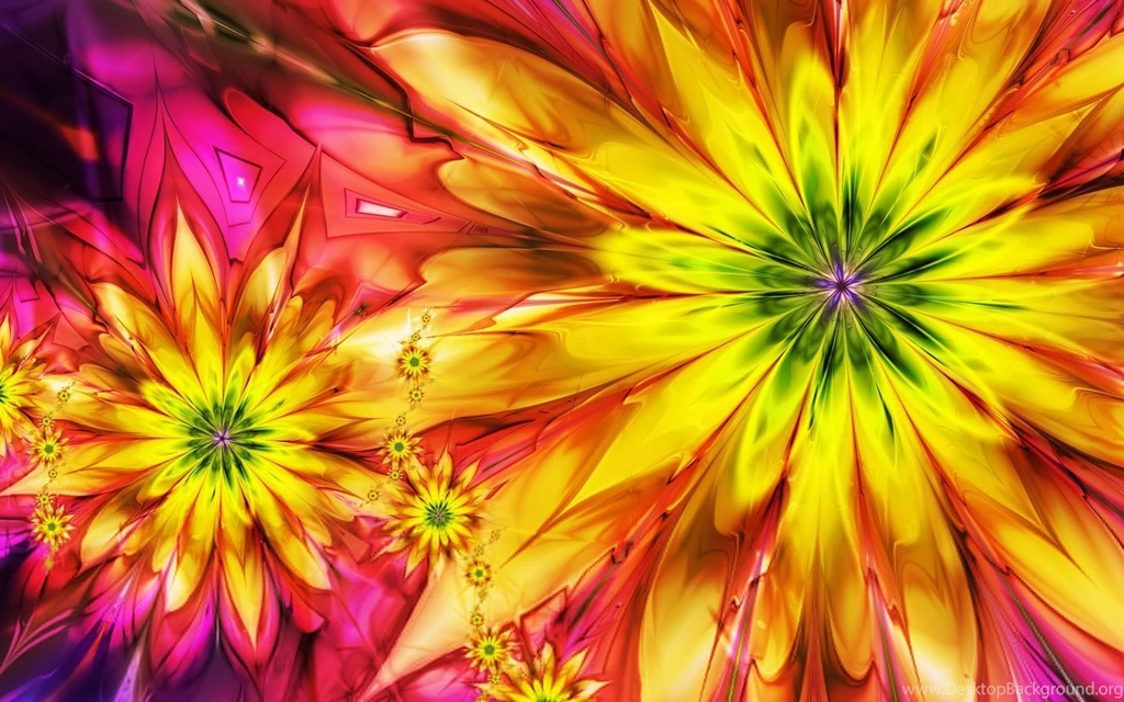 Flowers Bright Abstract Colorful Fractal Wallpapers