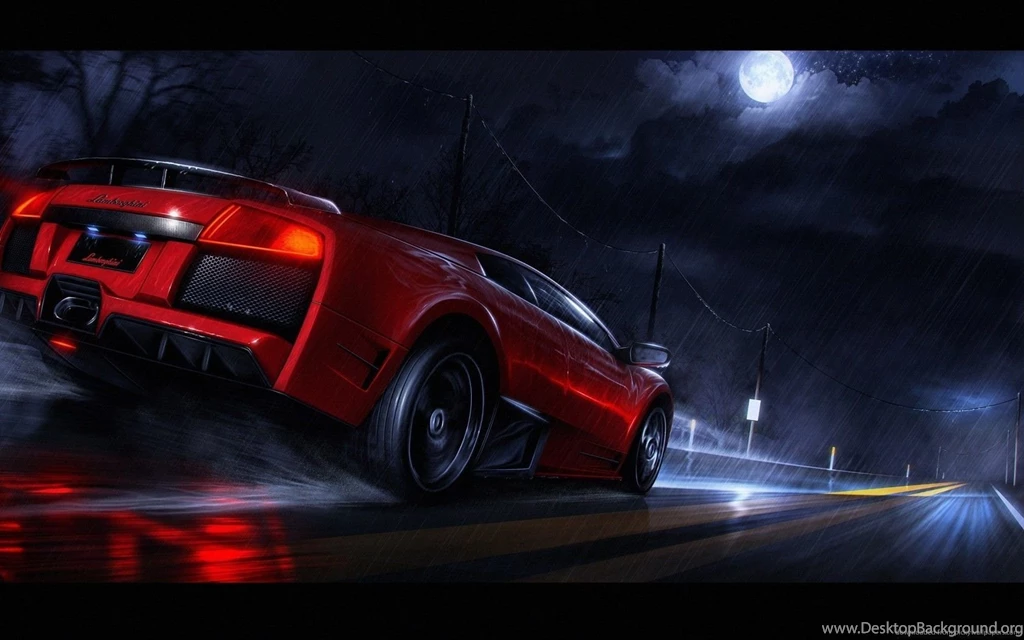 Download 1680x1050 Red Lamborghini Murcielago In The Rainy Night ...