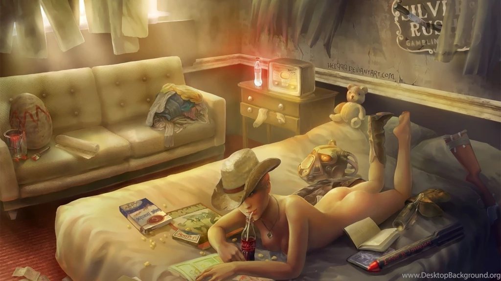 1920x1080 Revolver, Fan Art, Hat, Vintovka, Fallout 3, Girl ...