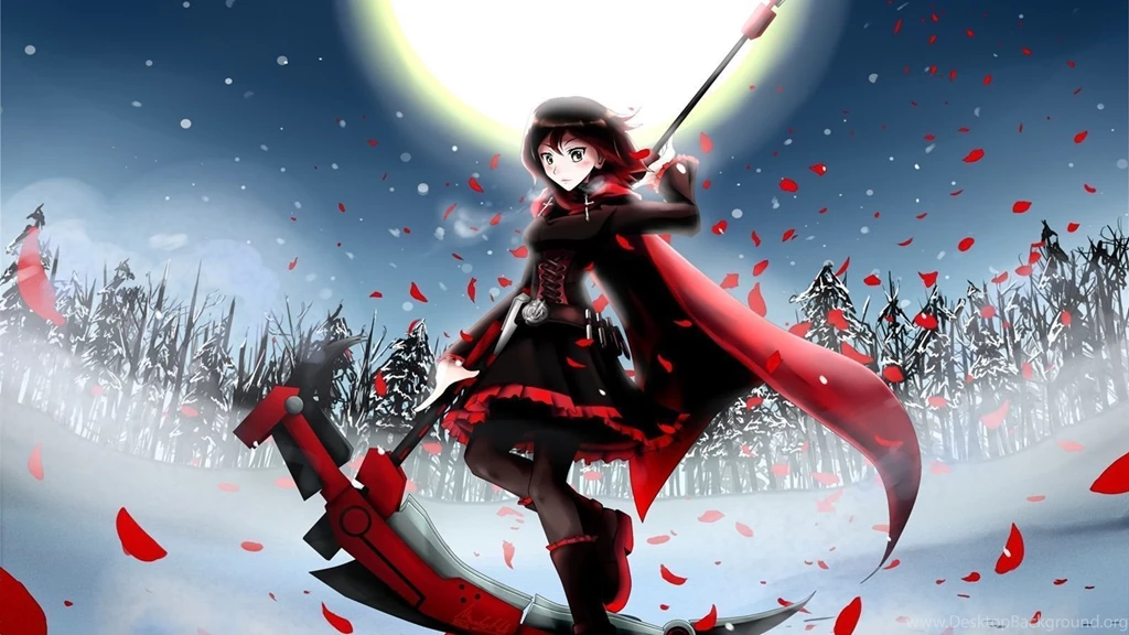Anime Girl At Winter Night, Moon, Fields Wallpapers
