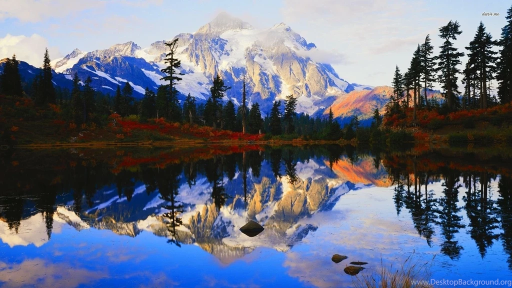 Snowy Mountain Cliffs By The Autumn Forest Lake Wallpapers Nature ...