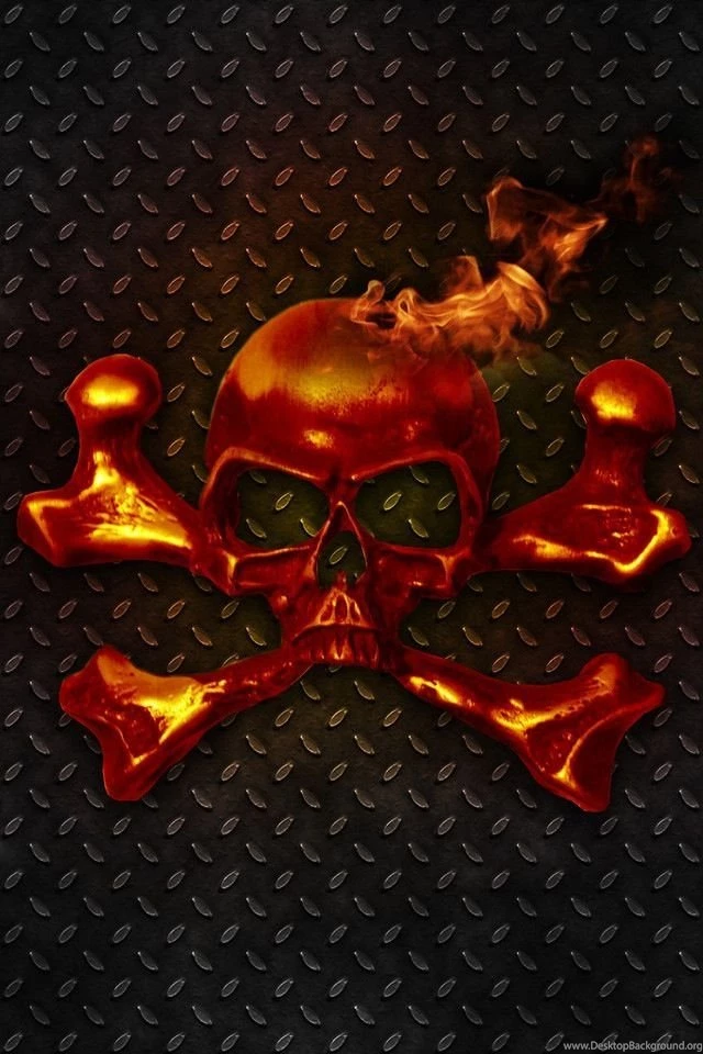 Burning Skull & Crossbones iPhone 4 Wallpapers