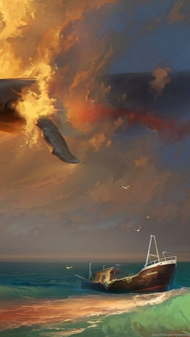 Whale Surfing The Sky iPhone 5 Wallpapers