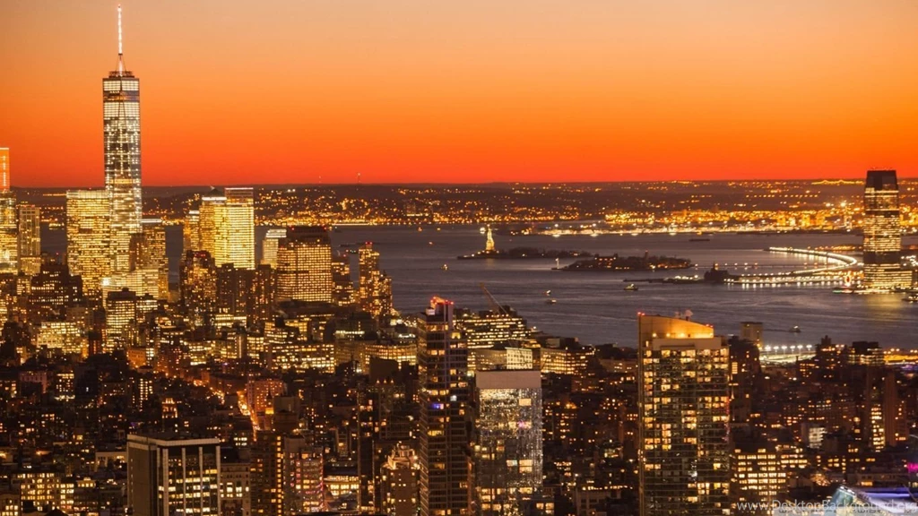 Aerial View Of New York City At Dusk HD Desktop Wallpapers ...