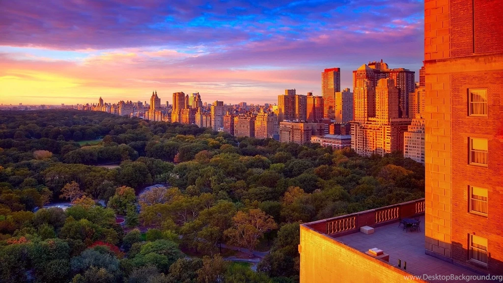 Skyscrapers: Central Park Worm Sunset Hdr Trees Skyscrapers City ...