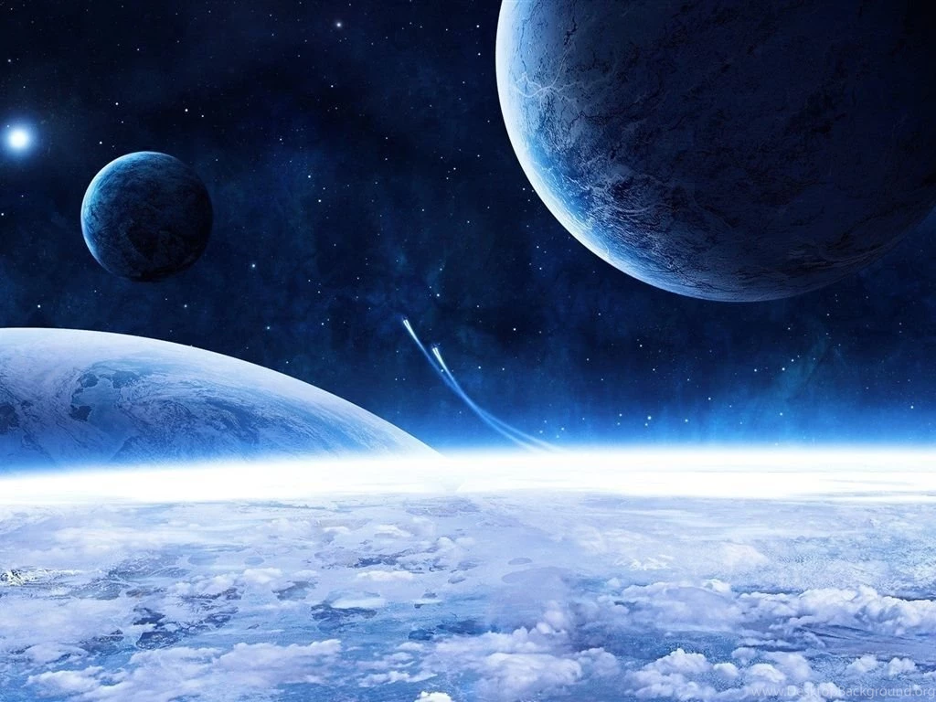 Space Ship And Blue Planet Wallpapers