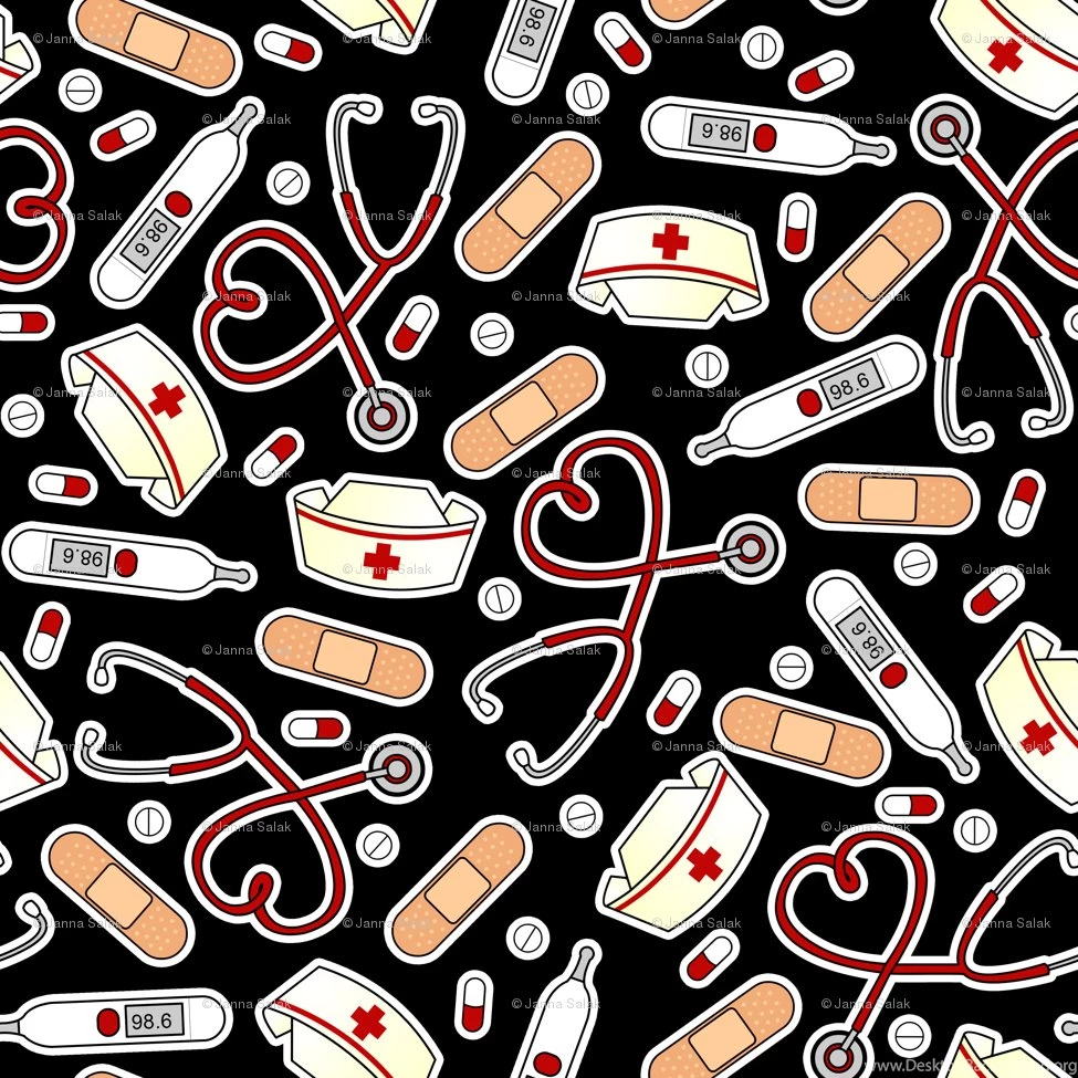 Cute Nurse Love Black Wallpapers Jannasalak Spoonflower