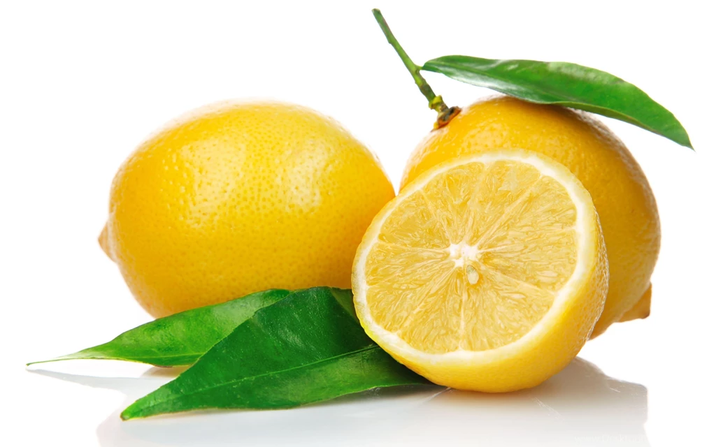 Download Wallpapers 3840x2400 Lemon, Cut, Leaf, White Backgrounds ...