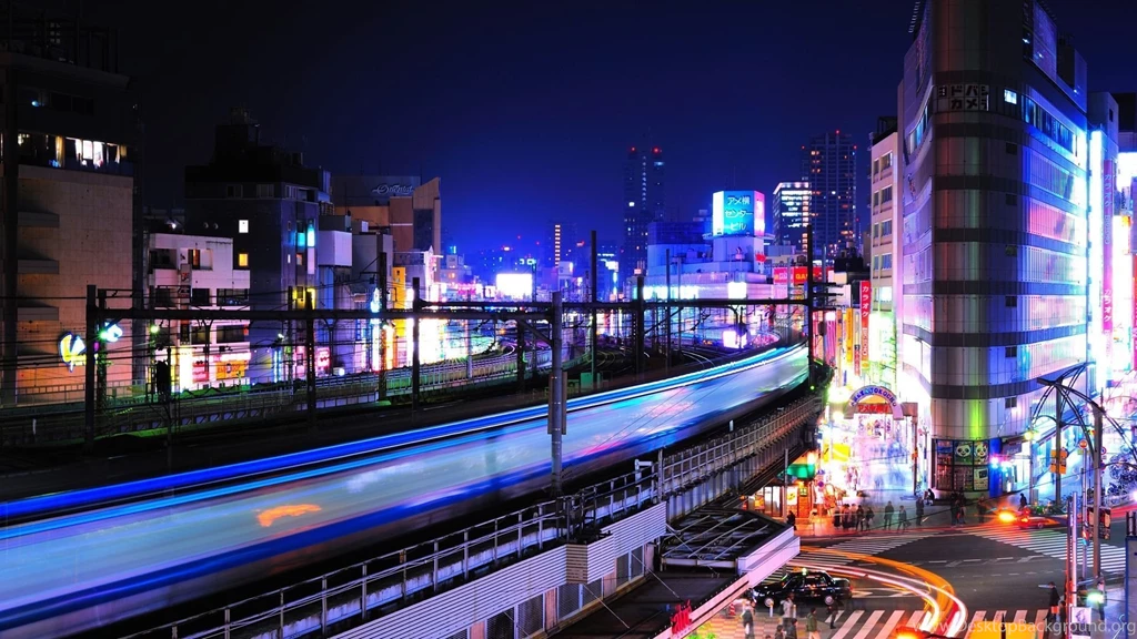 Download Wallpapers 1920x1080 Night, Lights, Buildings, Railway ...
