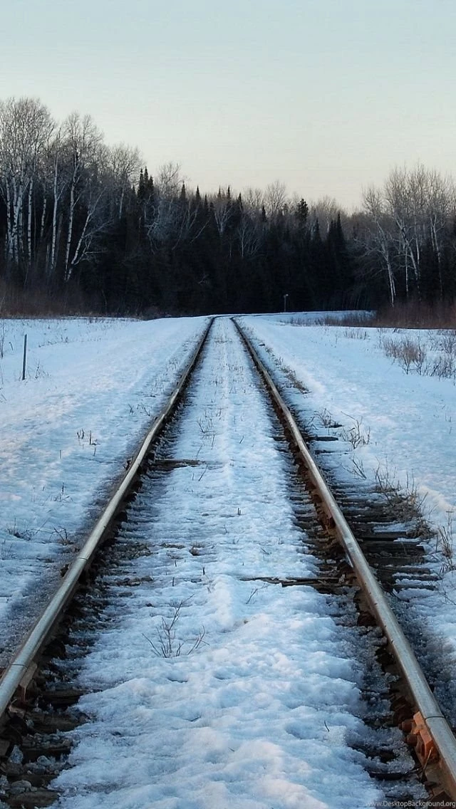 640x1136 Winter Rail Road Iphone 5 Wallpapers