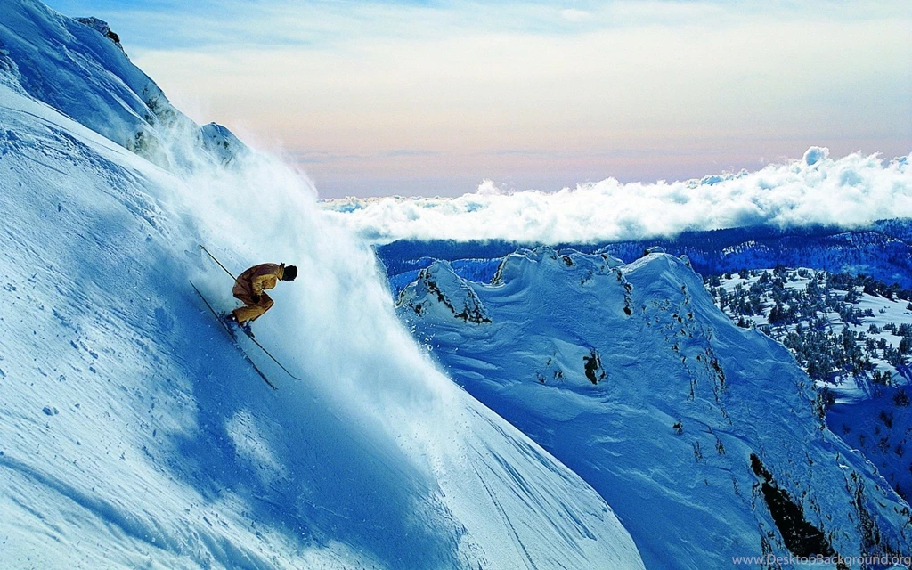 Mountains Winter Snow Sky People Extreme Ski Clouds Wallpapers ...