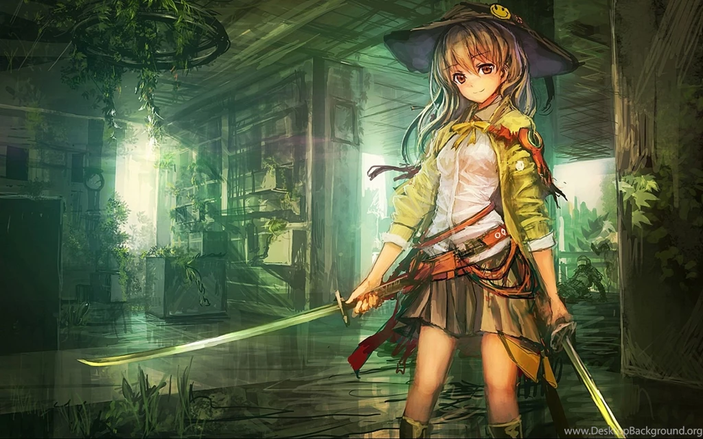 Download Wallpapers 1920x1200 Art, Lm7, Op center, Girl, Katana ...