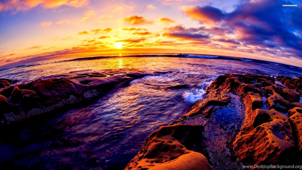 Rocky Shore At Sunset Wallpapers
