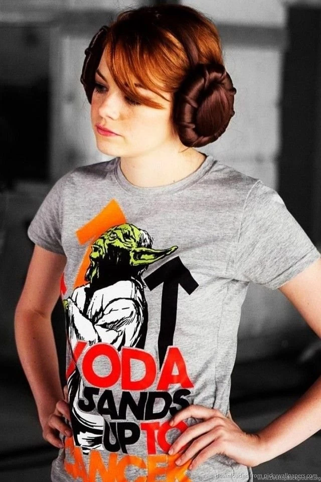 Download Emma Stone With Princess Leia Hairstyle Wallpapers For ...