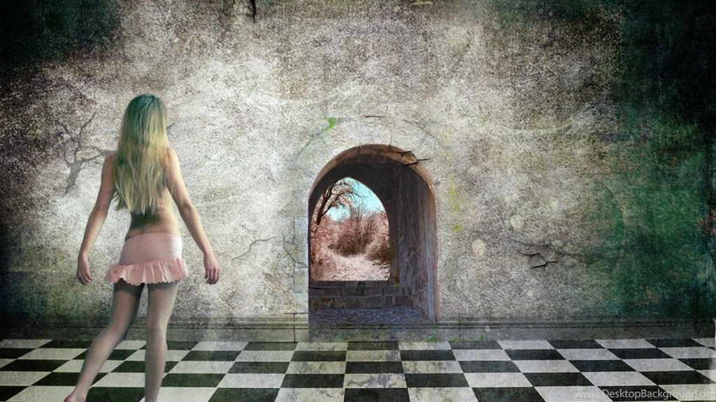 Fantasy Art Girl Door Strange World Hd Wallpapers (