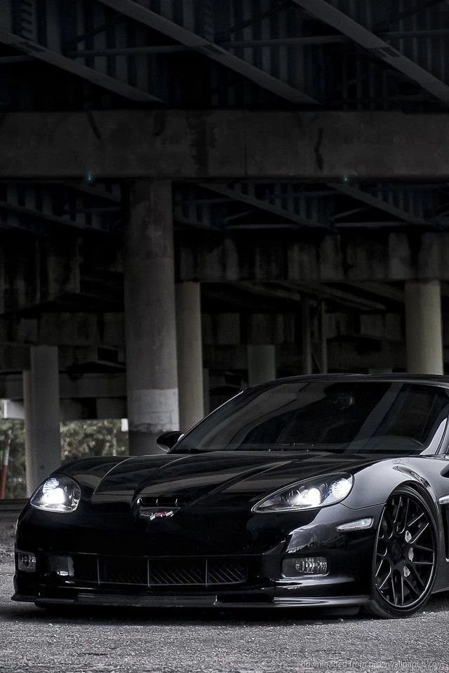 Download Black Corvette Under The Bridge Wallpapers For iPhone 4