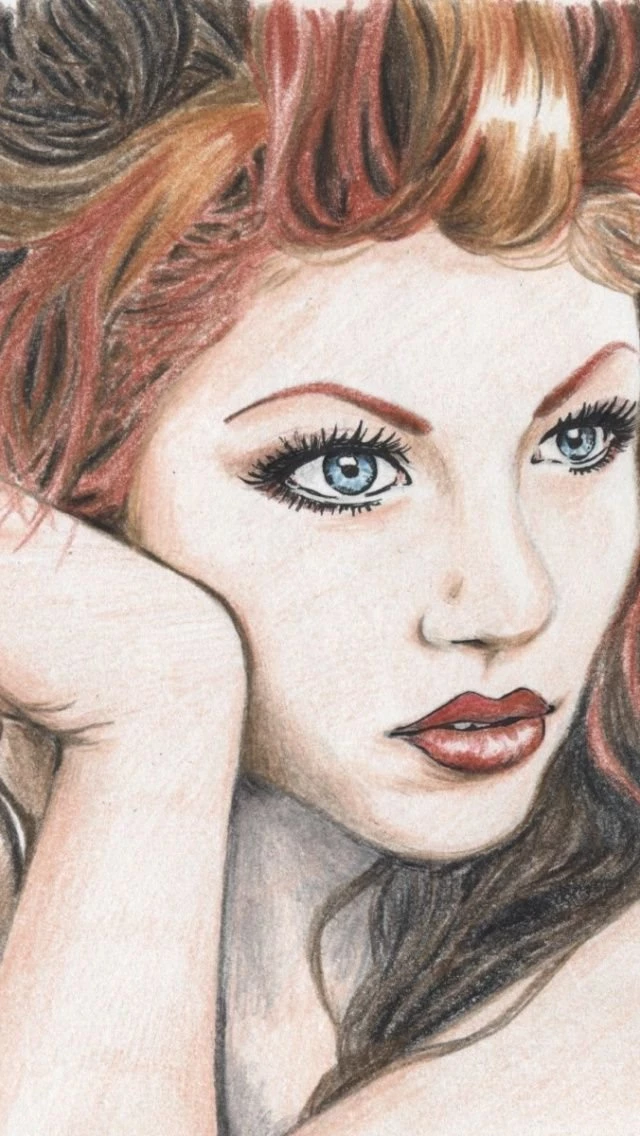 640x1136 Girl Face Hair Make Up Drawing Iphone 5 Wallpapers