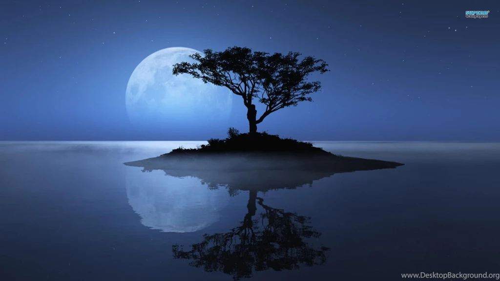 Blue Moon Over The Water Wallpapers Fantasy Wallpapers