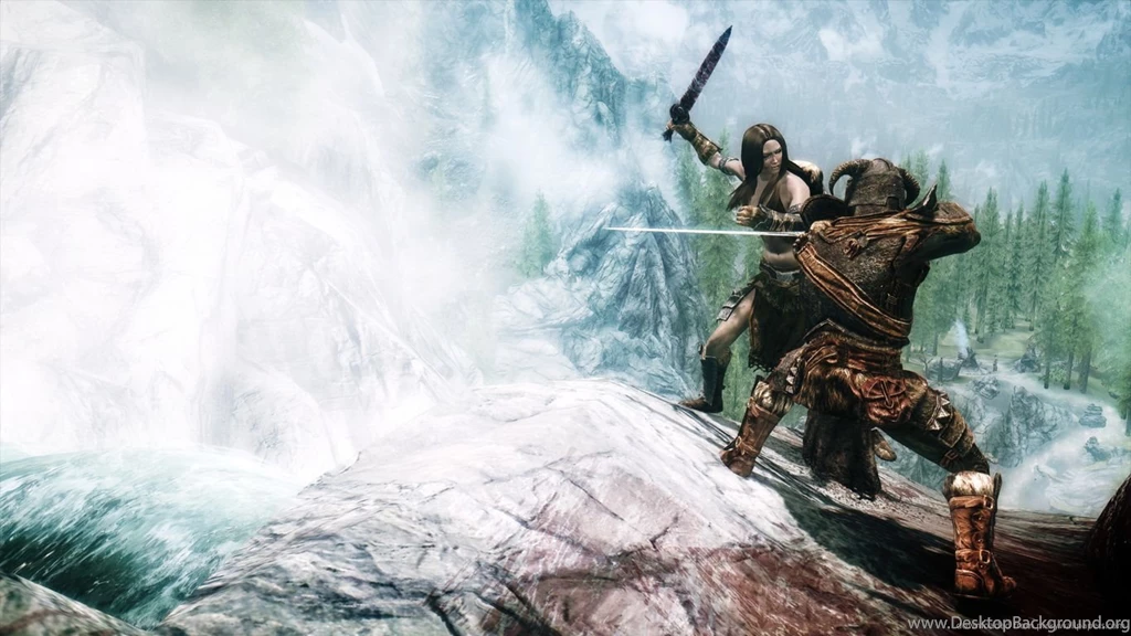 Download 1366x768 Skyrim On The Edge Wallpapers