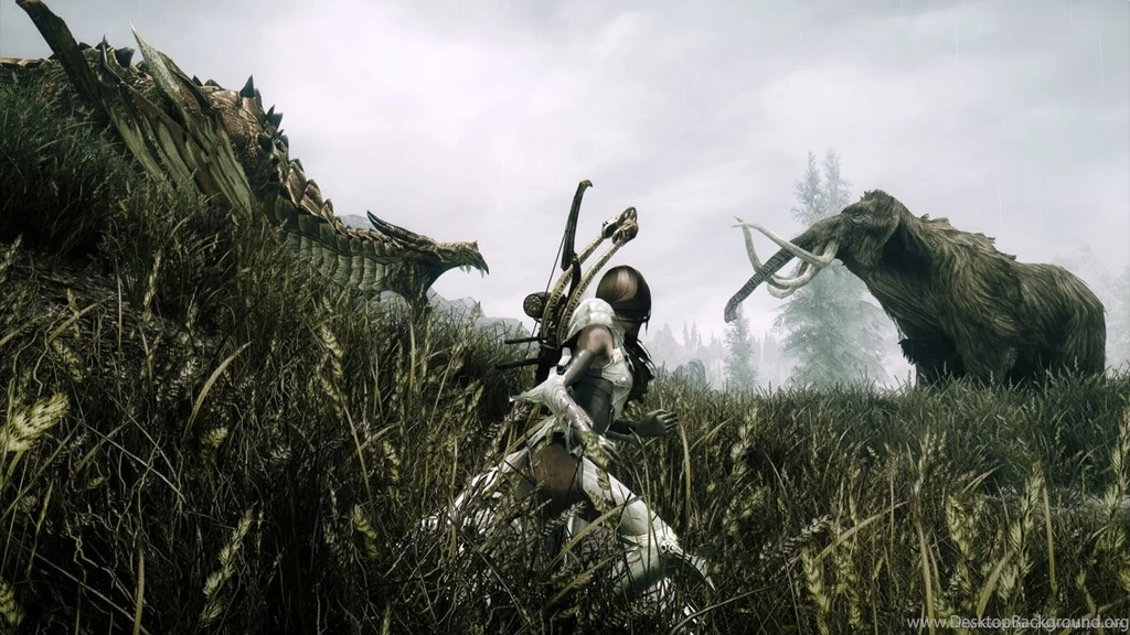 Download 1366x768 Skyrim Violent Species Wallpapers
