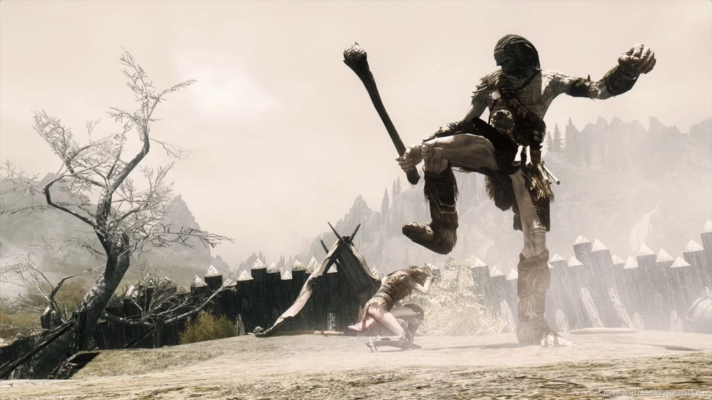 Download 1366x768 Skyrim Giant Stomp Wallpapers