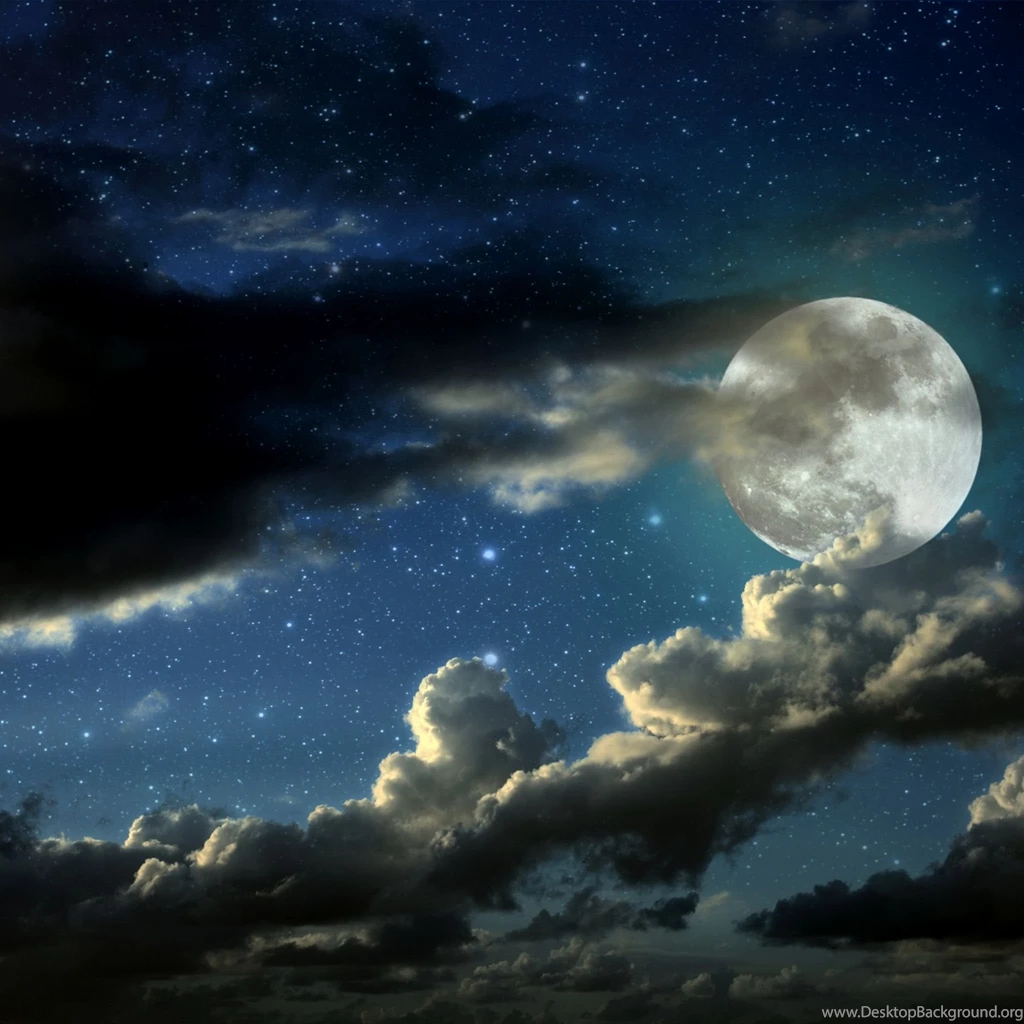 Download Wallpapers 2048x2048 Full Moon, Stars, Clouds, Shadows New ...