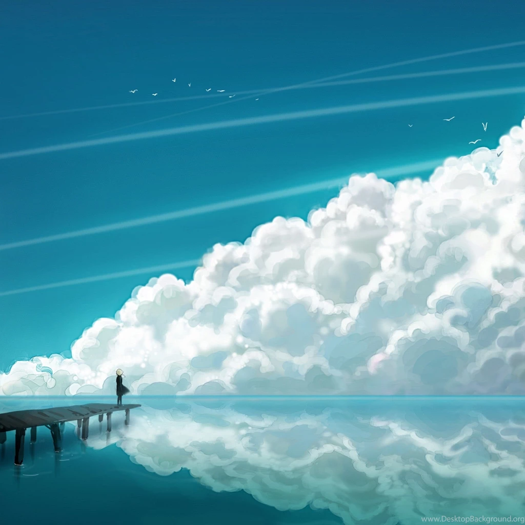 Download Wallpapers 2048x2048 Clouds, Sky, Bridge, People ...