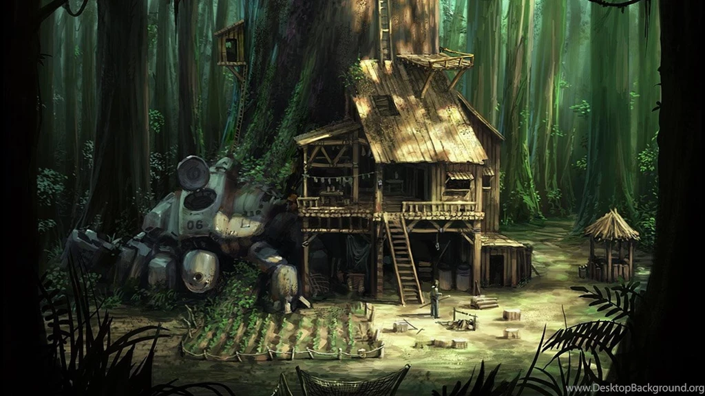 Jungle House Signs Of The Past Mech In Woods Hd Wallpapers (