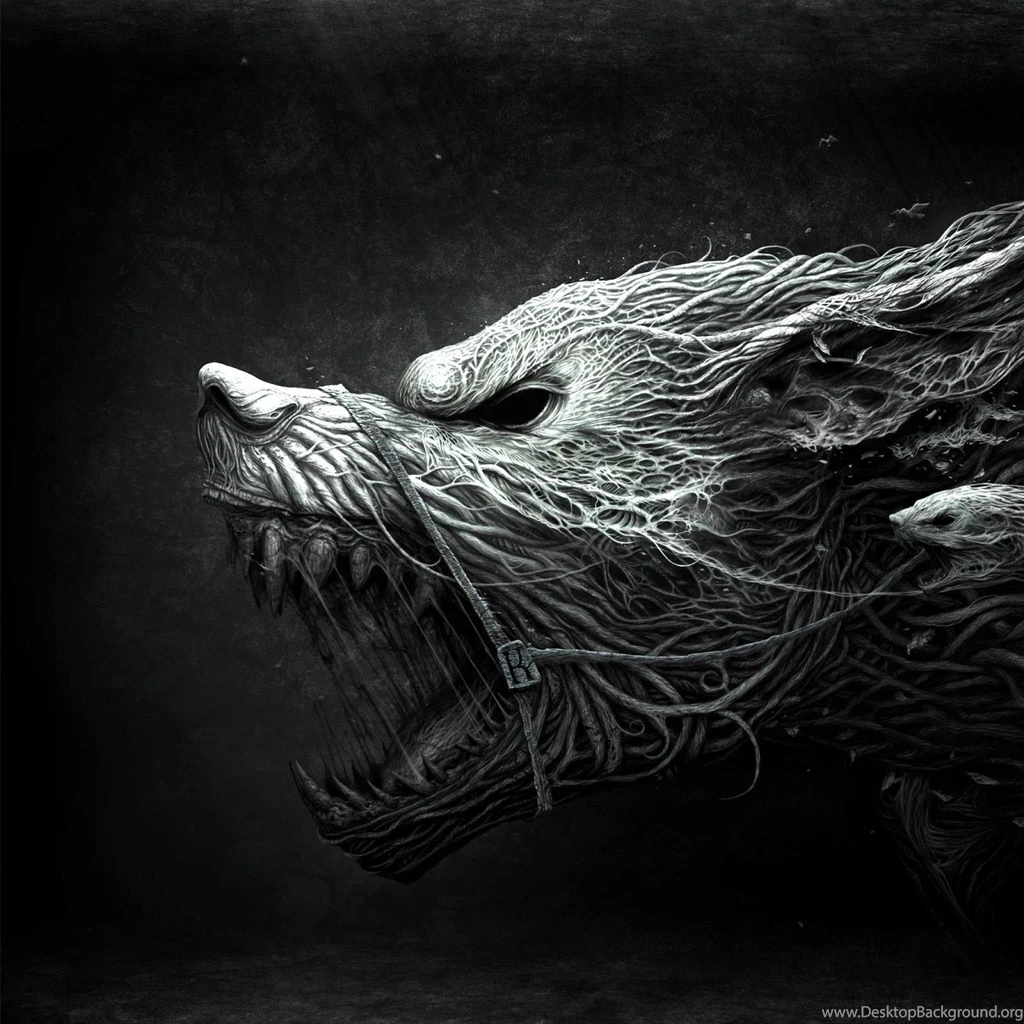 Download Wallpapers 2048x2048 Wolf, Teeth, Drawing, Aggression ...