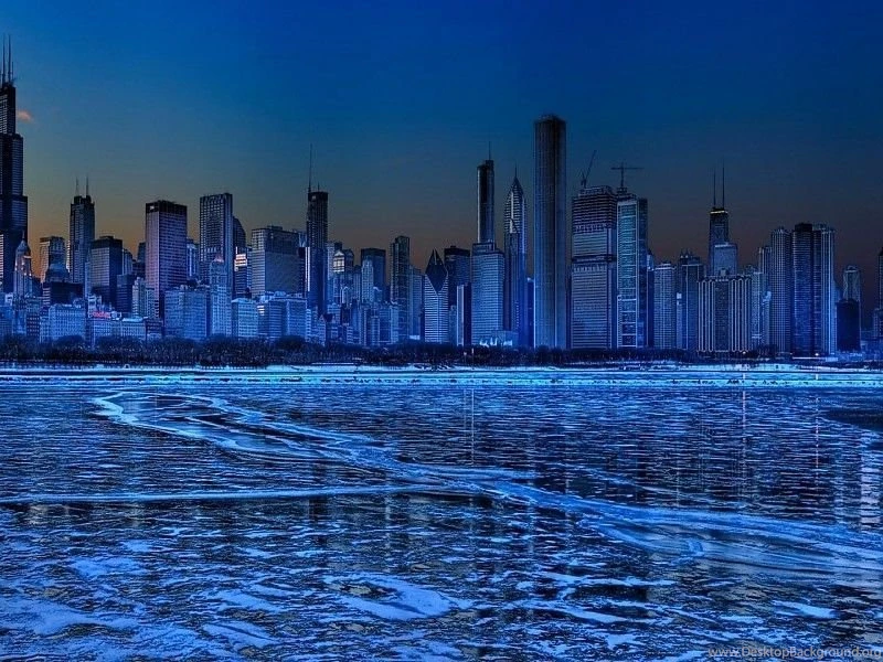 Chicago Lakefront In Ice Blue Hdr Free Desktop Backgrounds And ...