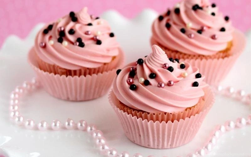 Dessert, Cupcakes, Cream, Pink, Pearls Wallpaper,Dessert Wallpapers ...