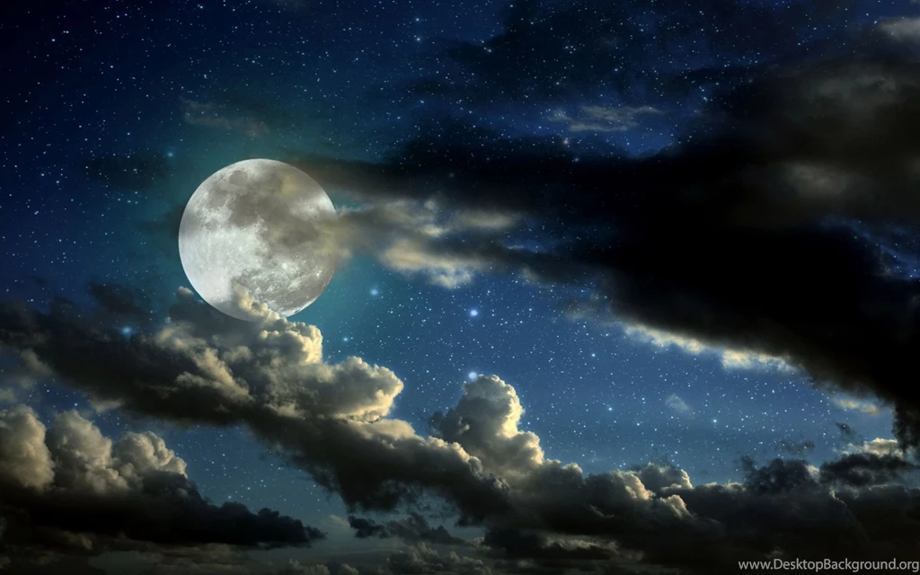 Starry Night Sky With Moon