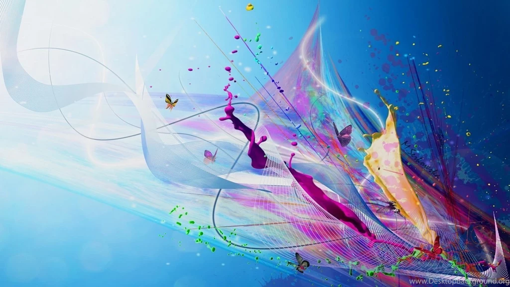 1366x768 Butterflies Abstract Splash Art Wallpapers
