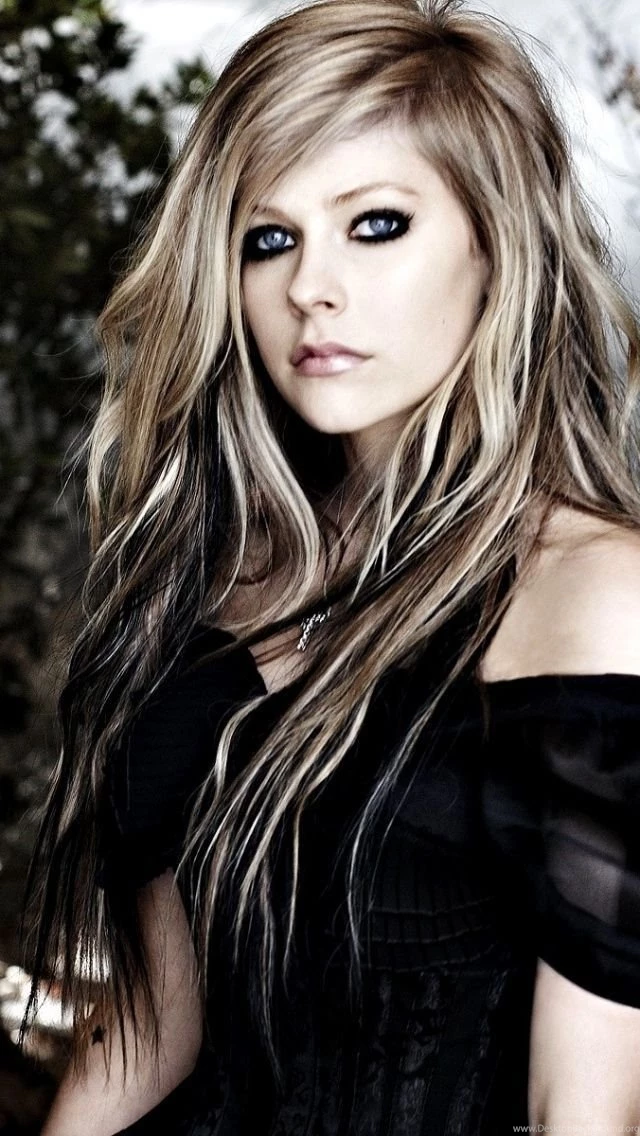 Download Wallpapers 640x1136 Avril Lavigne, Dress, Forest, Make up ...