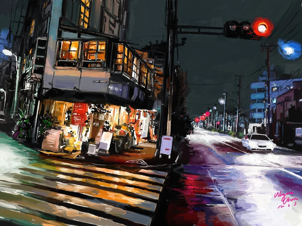 Download Wallpapers Art, Shitub52, Tokyo, City, Night, Lights, Road ...