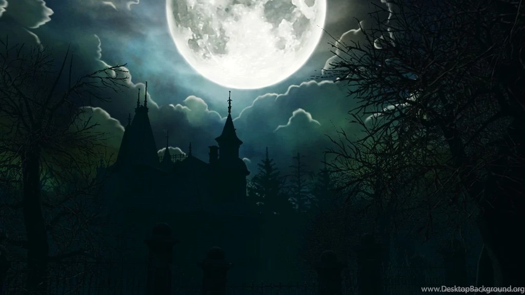 Download 1366x768 Halloween Big Moon Wallpapers