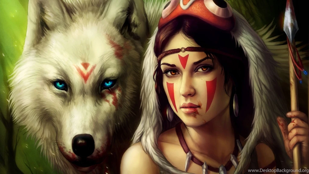 Download Wallpapers 2048x1152 Girl, Spear, Warrior, Wolf HD HD ...