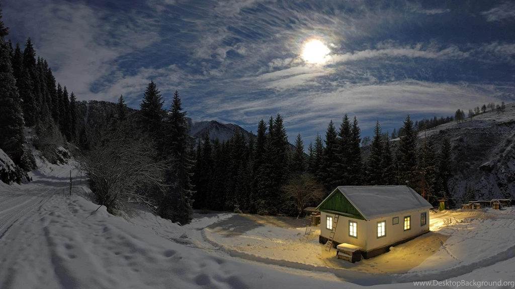 House In Winter Night 3840x2160 4K 16/9 (Ultra HD, UHD ...