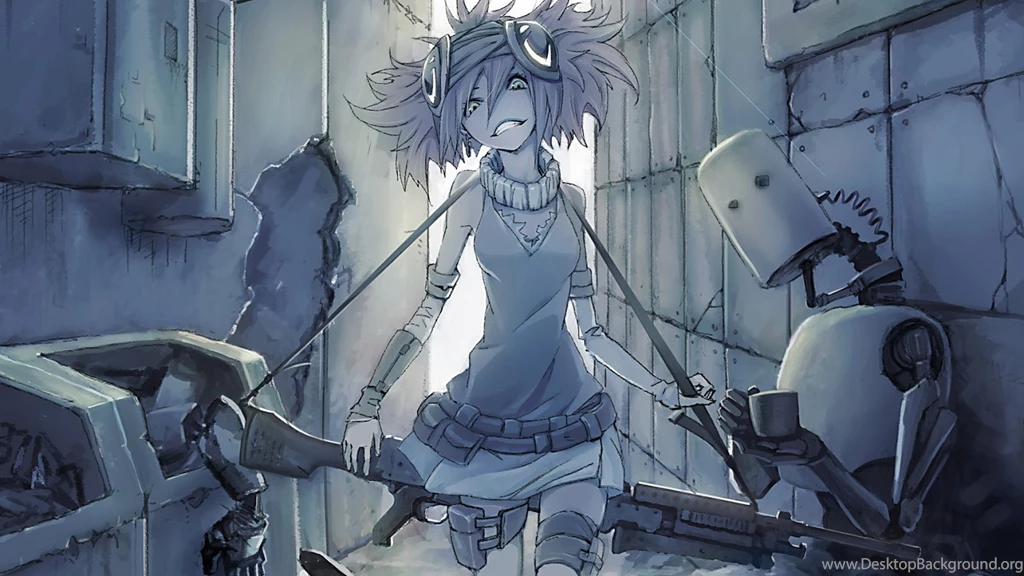 Futuristic Anime Girl With Guns In A World Of Robots Wallpapers ...