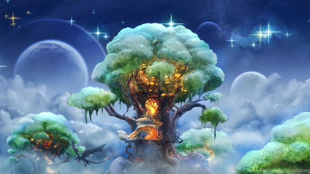 Download Wallpapers 1920x1080 Fantasy, Tree, Art, Magic Full HD ...