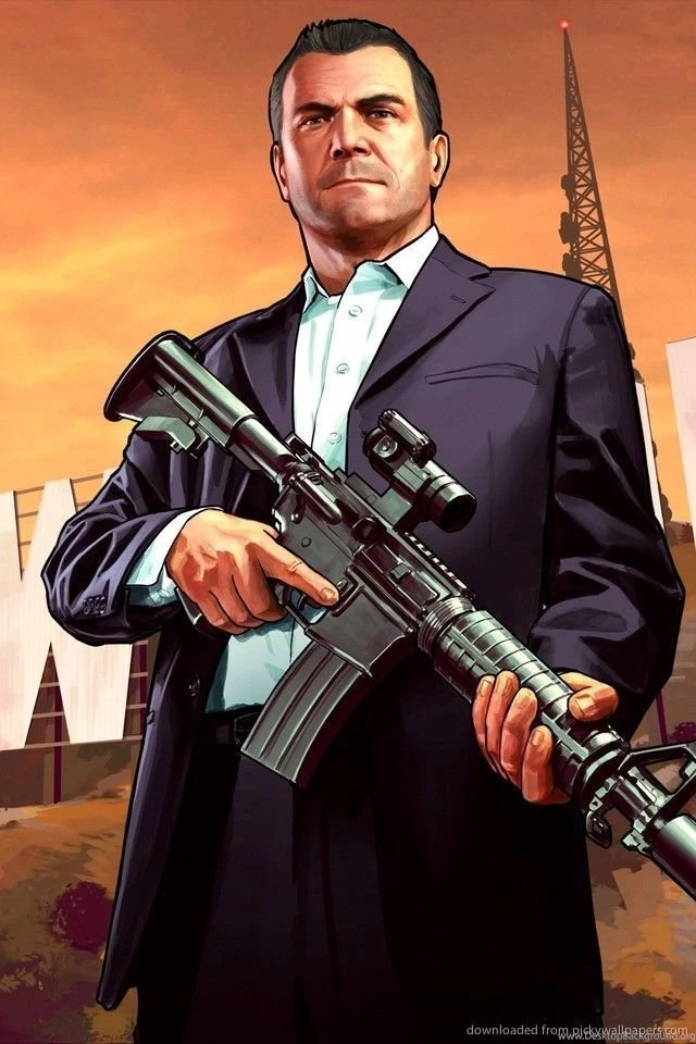 Download GTA 5 Michael With A Rifle Wallpapers For iPhone 4