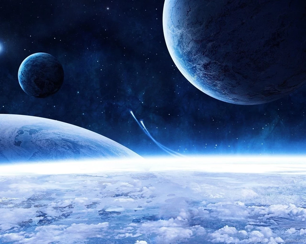 Space Ship And Blue Planet Wallpapers