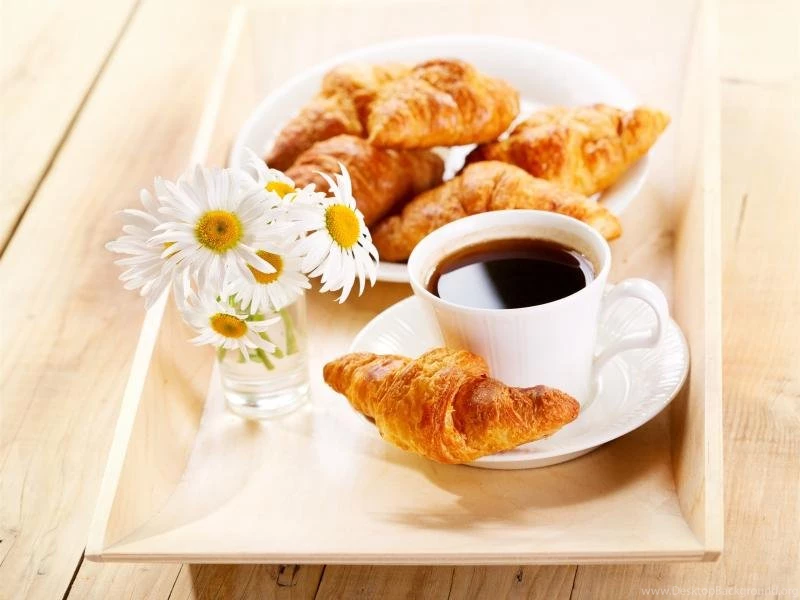 Breakfast, Croissants, Coffee, Daisies Flowers Wallpaper,Breakfast ...