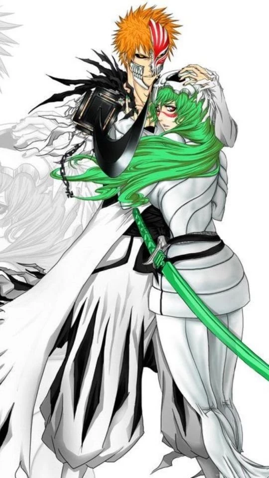 Download Wallpapers 540x960 Guy, Bleach, Girl, Hug, Sword ...