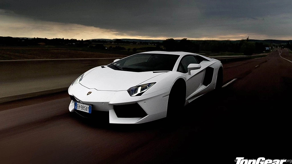 Top Gear Supercar: White Lamborghini Aventador On The Road ...