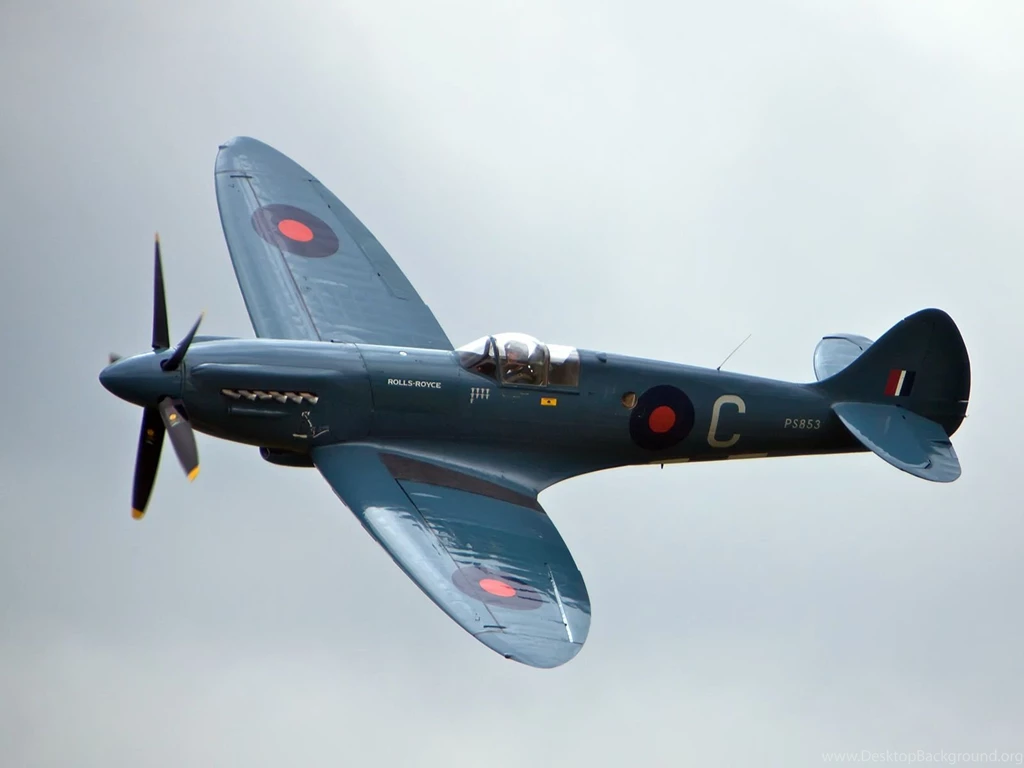 Blue Spitfire Fighter Plane Backgrounds Wallpapers